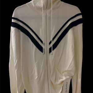 Escada / White and Navy Zip-Up